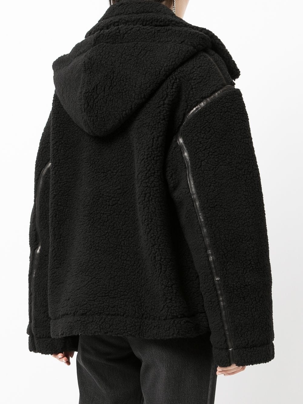 faux-shearling oversized biker coat - 4