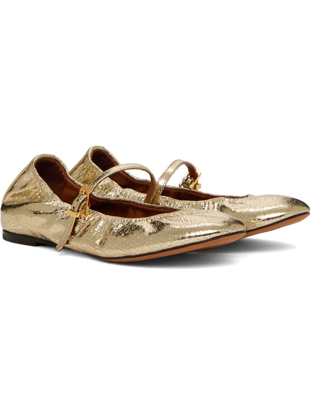 Gold Mary Jane Ballerina Flats - 4