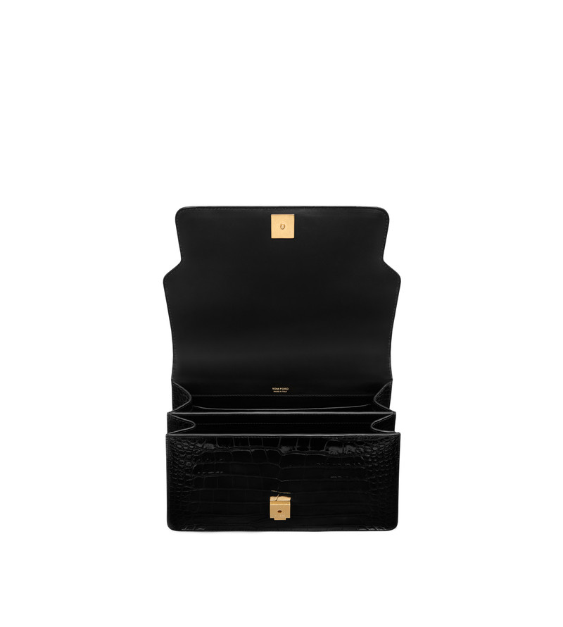 SHINY STAMPED CROCODILE LEATHER WHITNEY MEDIUM TOP HANDLE 4