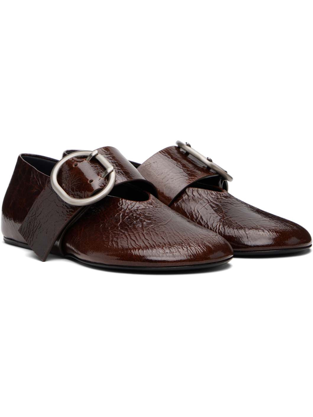 Burgundy Crackled Ballerina Flats - 4