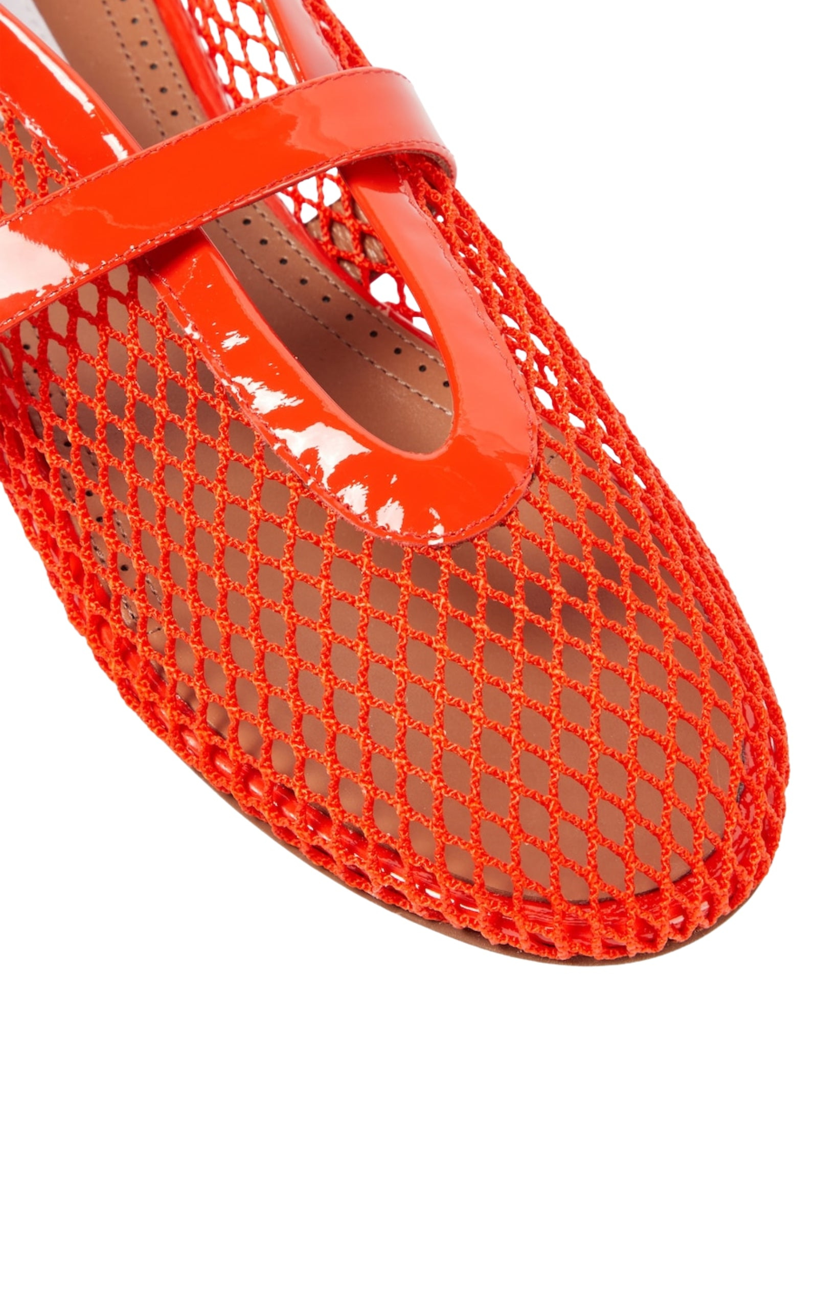 Leather-trimmed fishnet ballet flats - 6