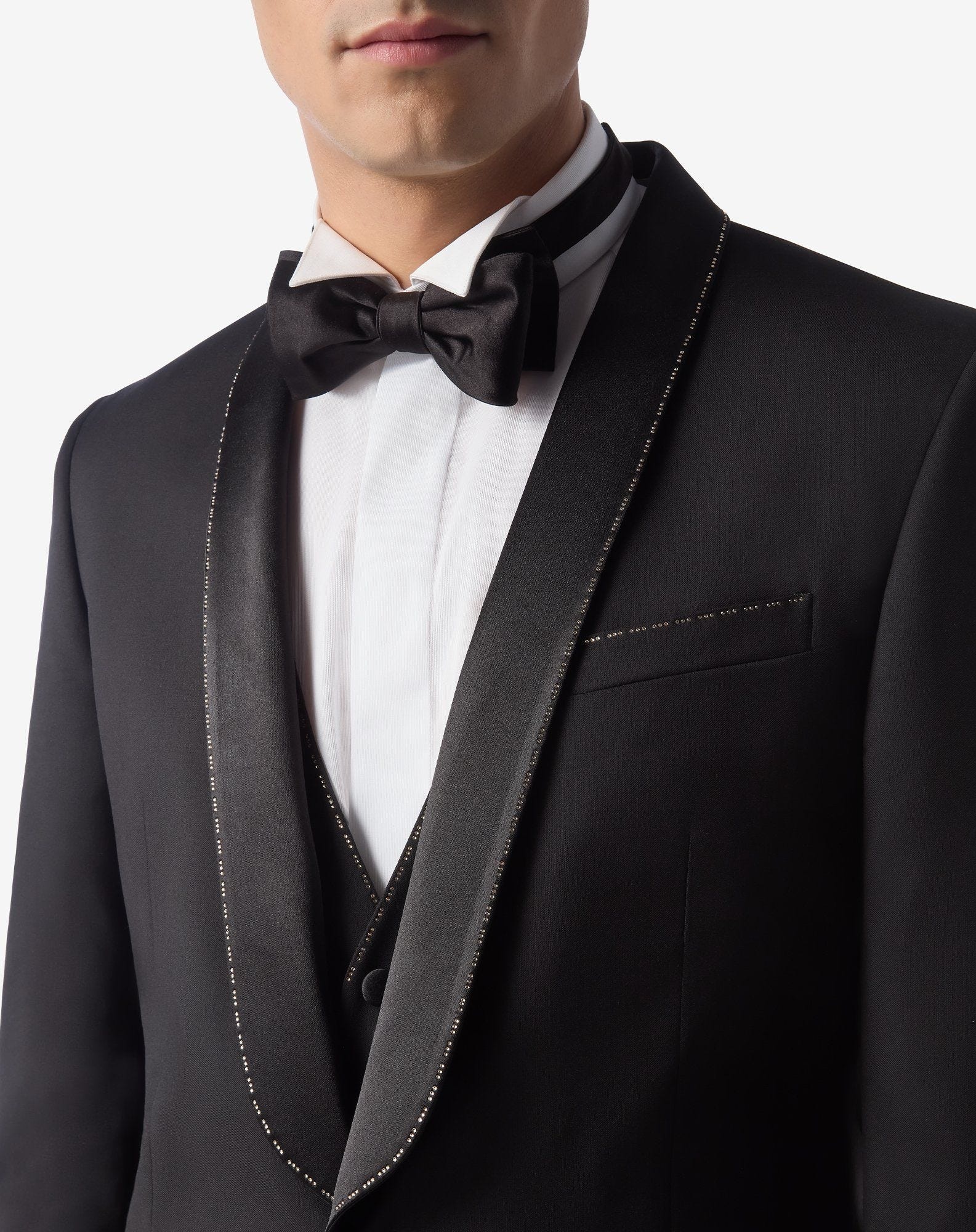 Black 130's wool twill tuxedo - 3