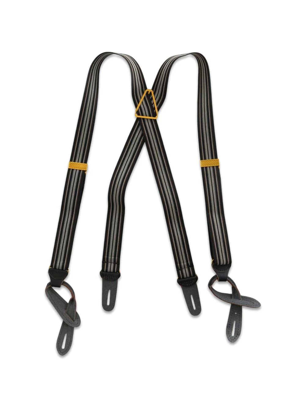 multi-stripe leather-trim braces - 1