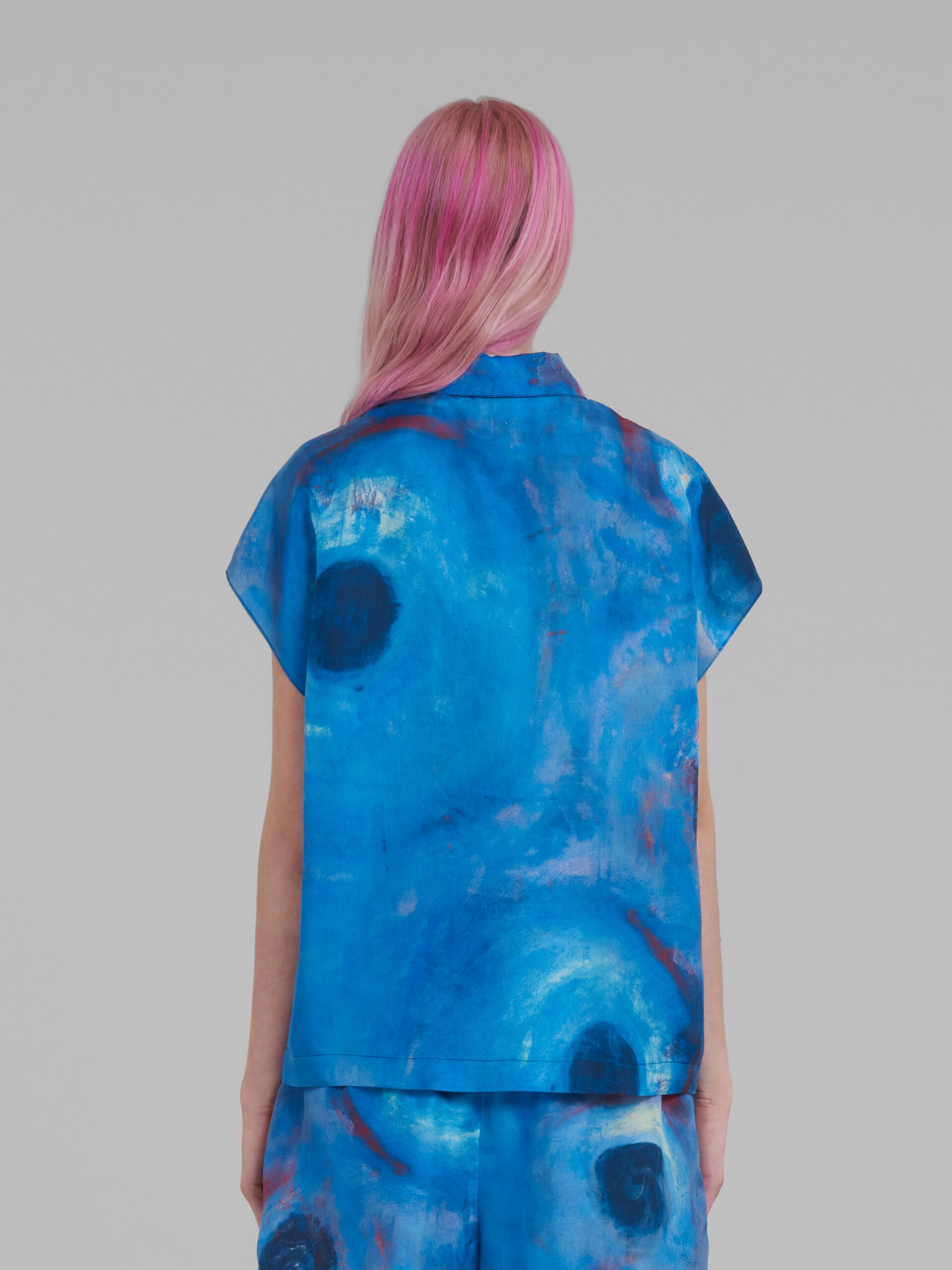 SILK POLO TOP WITH BUCHI BLU PRINT - 3