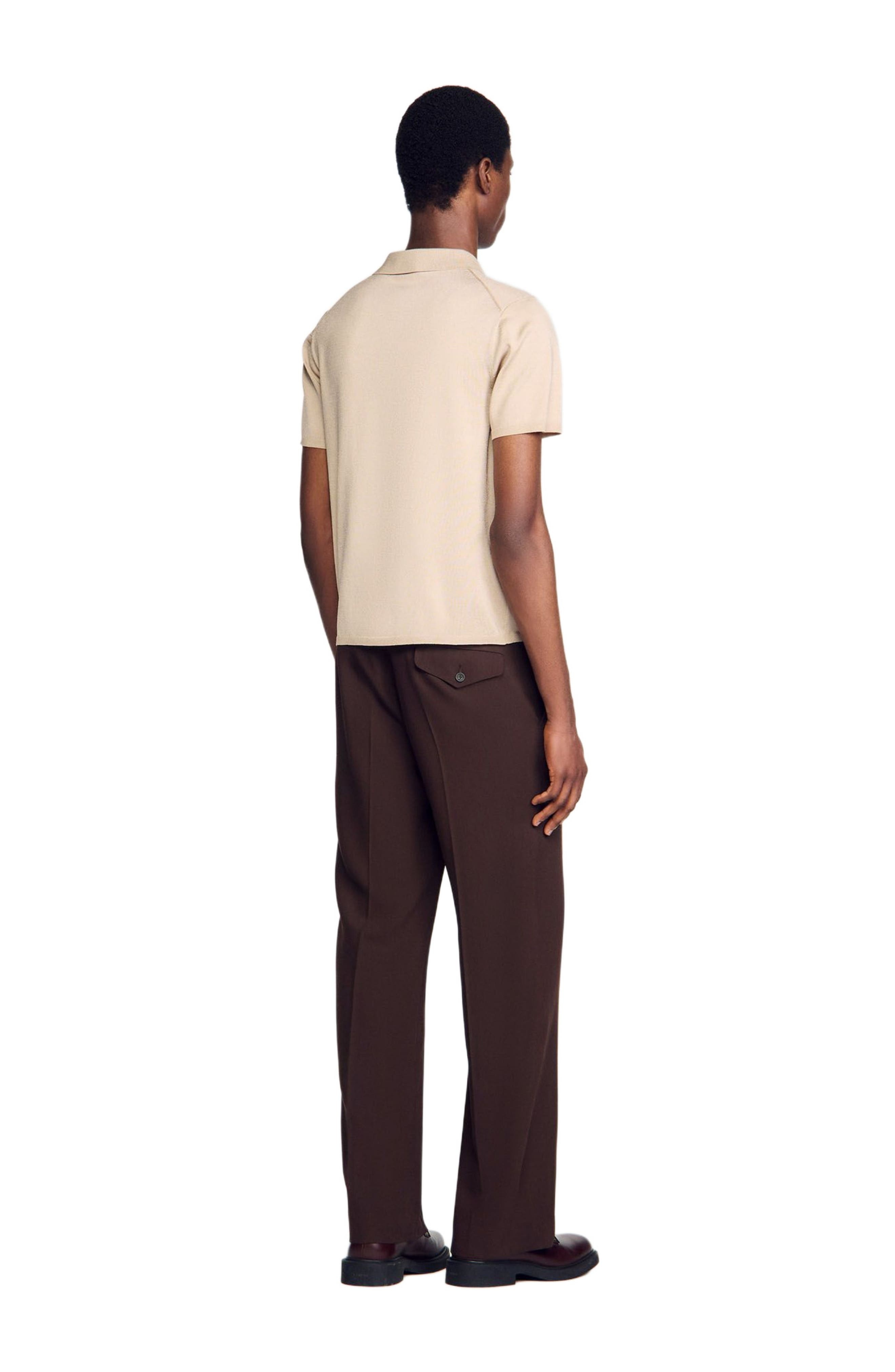 SANDRO Short-sleeve knitted polo shirt in Oats at Nordstrom - 2