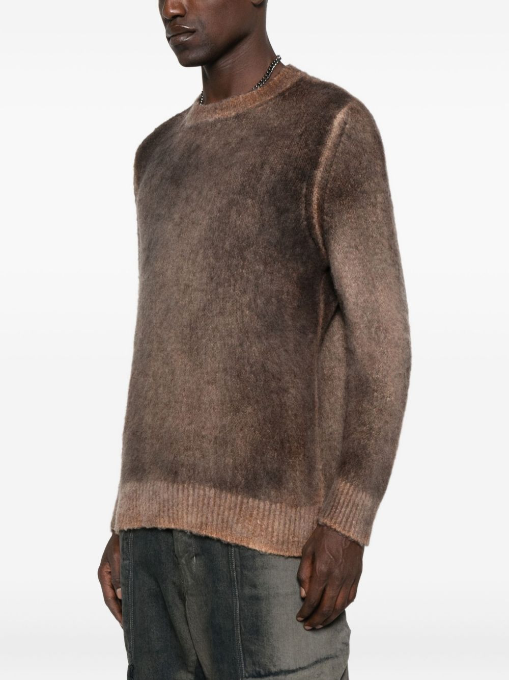 brushed crew-neck sweater - 3