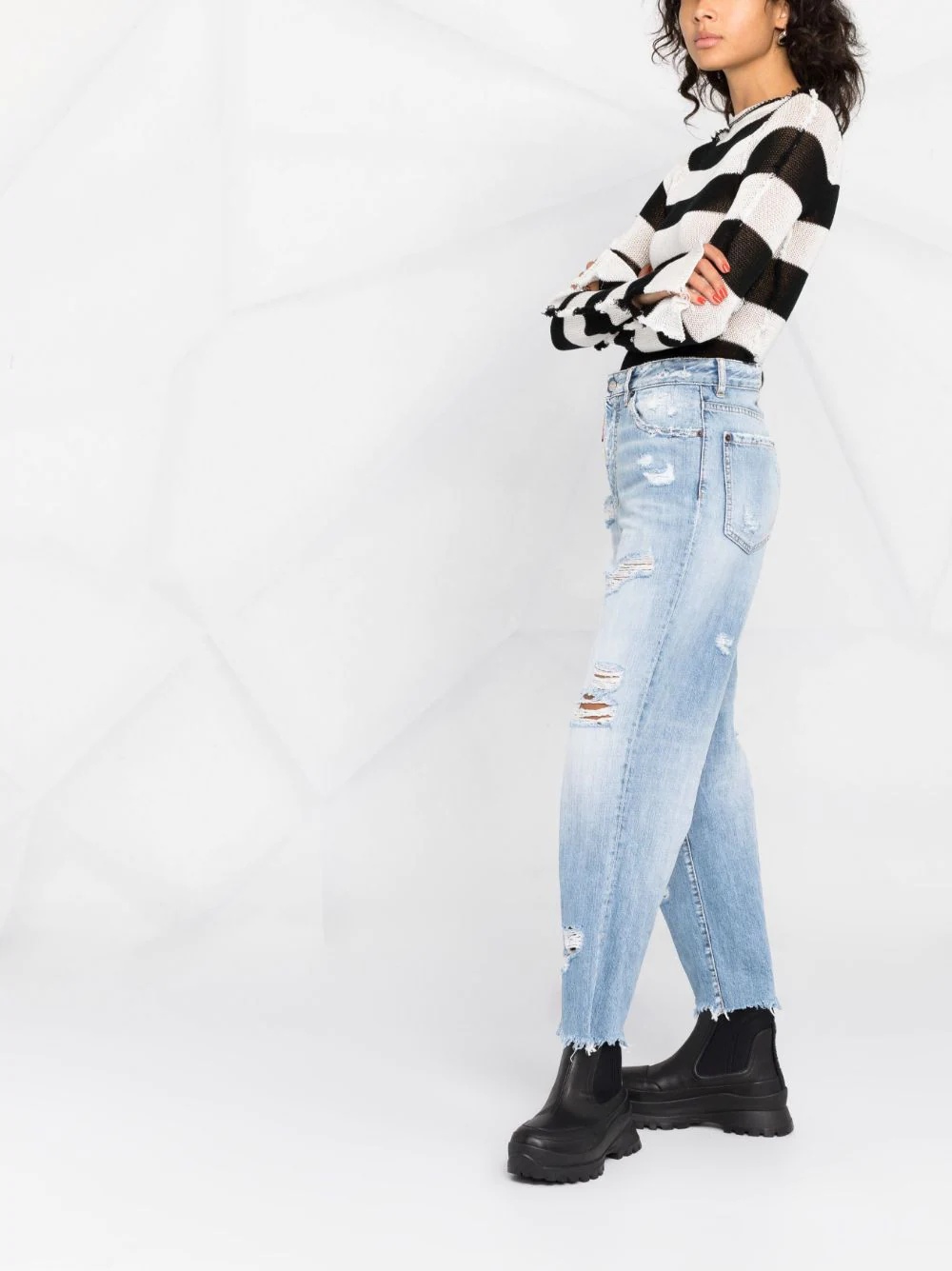 distressed straight-leg jeans - 4