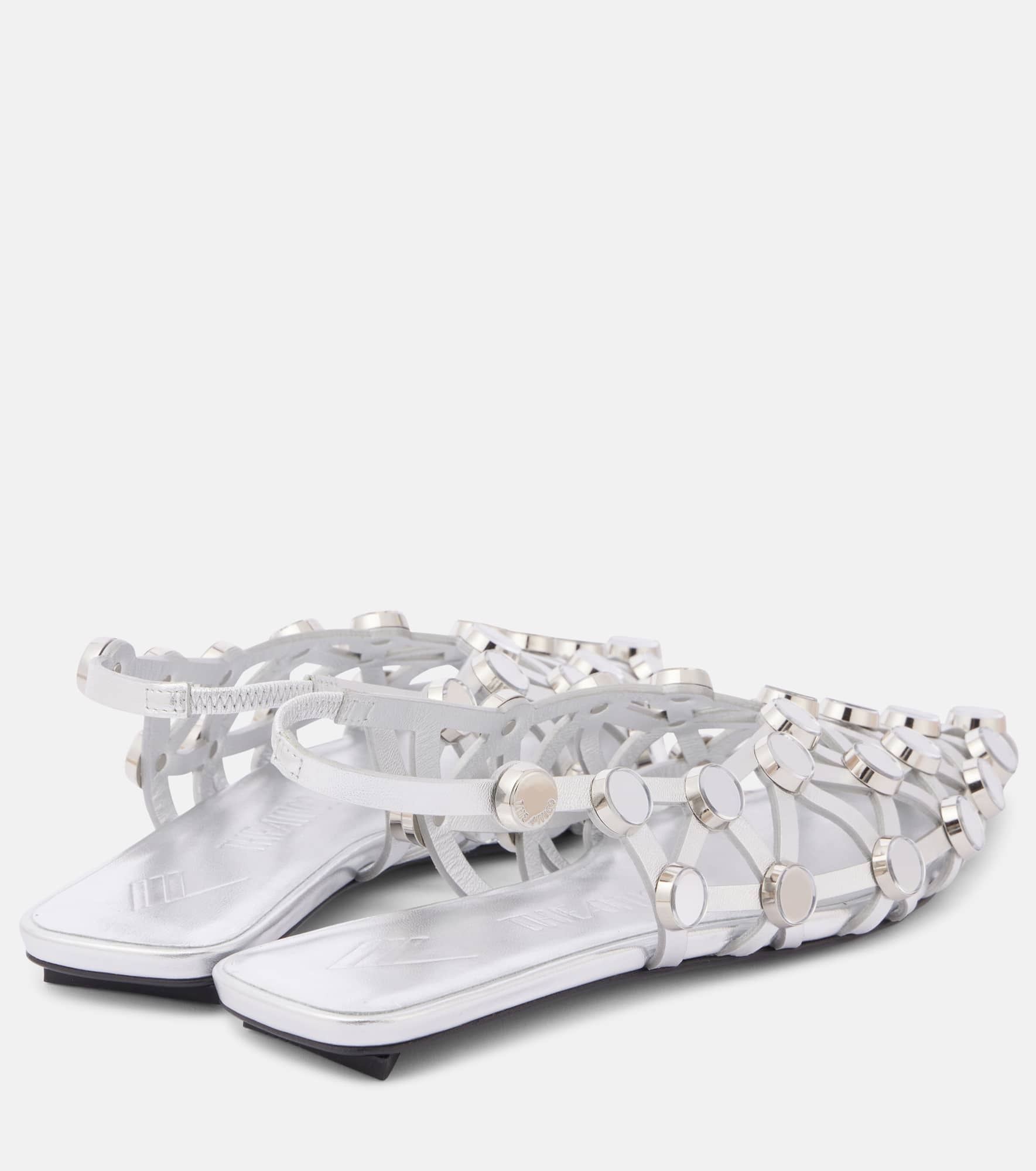 Grid leather ballet flats - 2