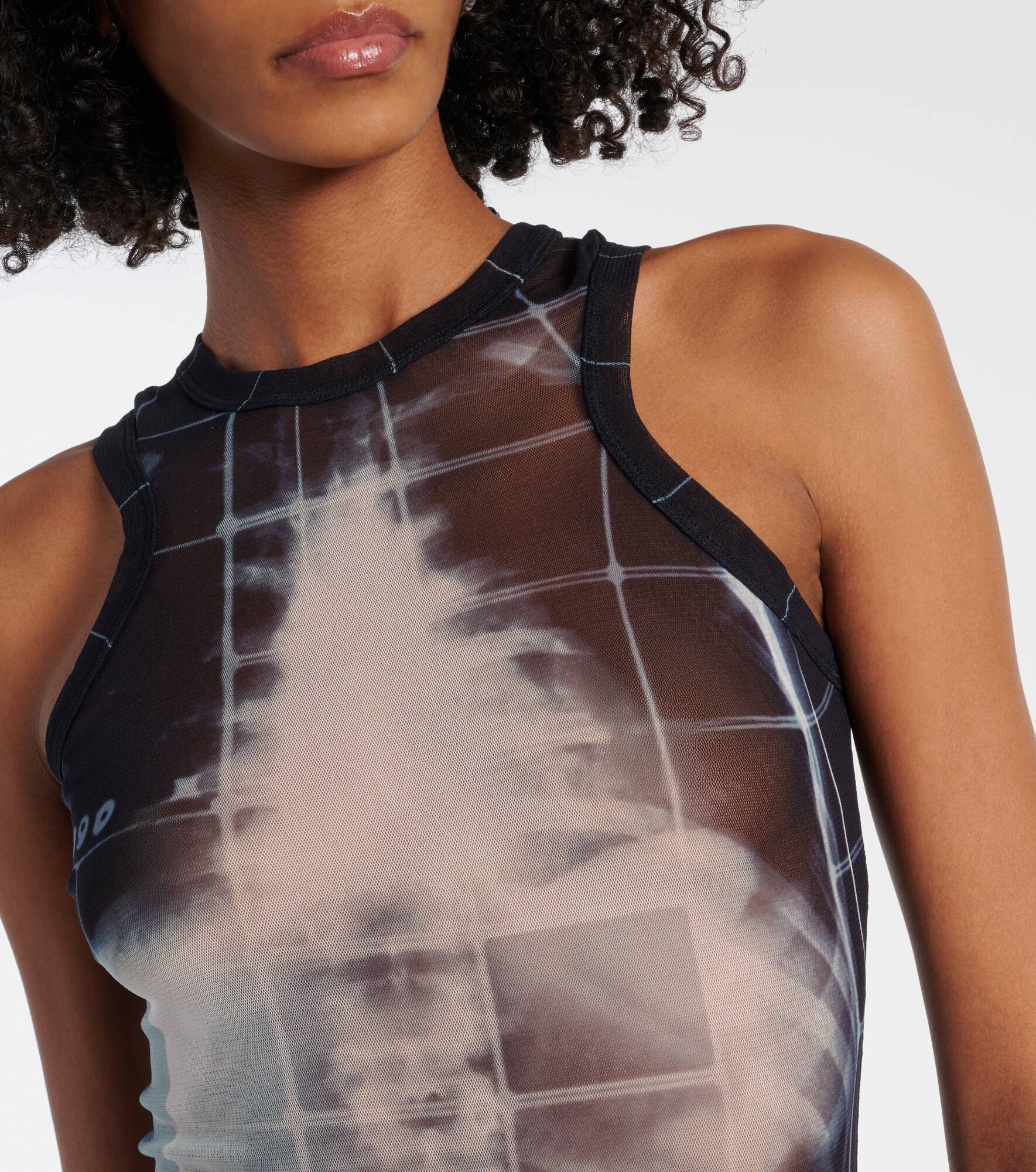 Printed tulle bodysuit - 4