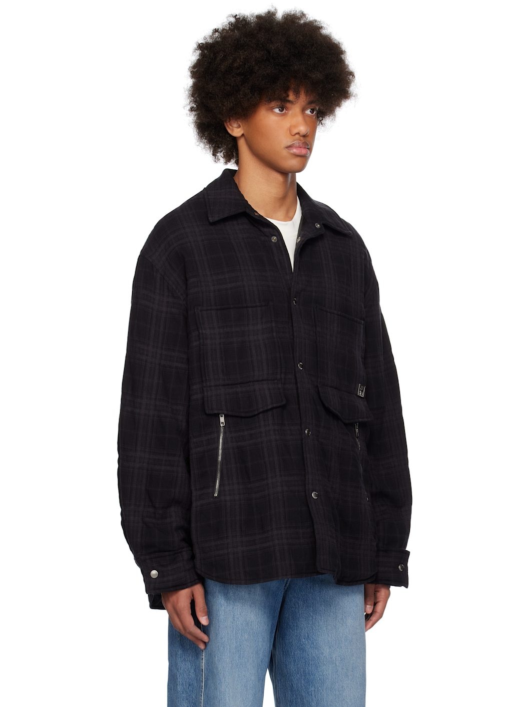 Black Padded Check Shirt - 2
