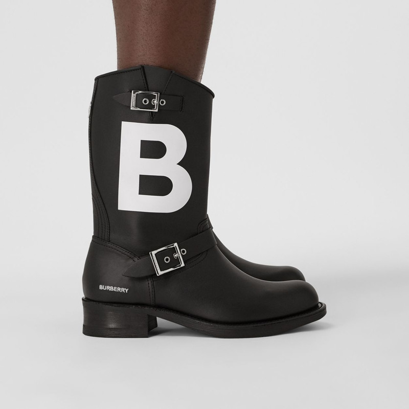 TB Motif Leather Biker Boots 7