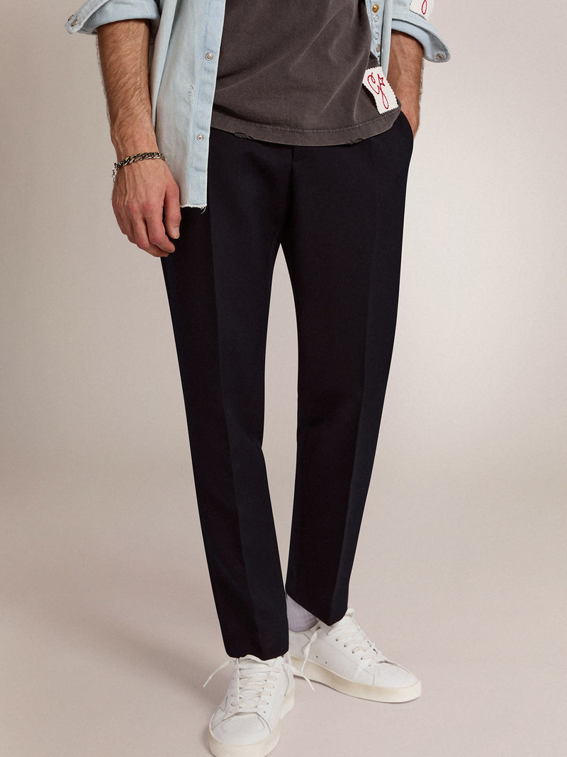 Golden Goose Men's pants in dark blue wool outlook