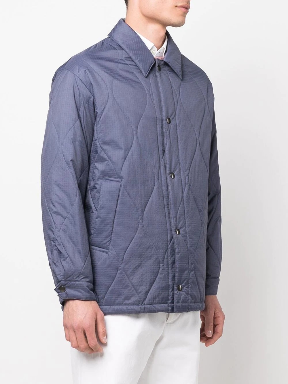 TEEMING Navy Nylon Quilted Coach Jacket - 3