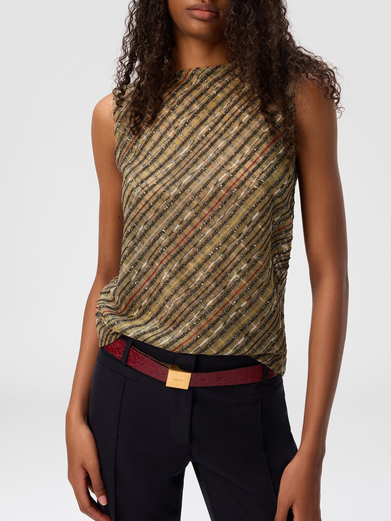 Criss-cross tartan crew neck top 5