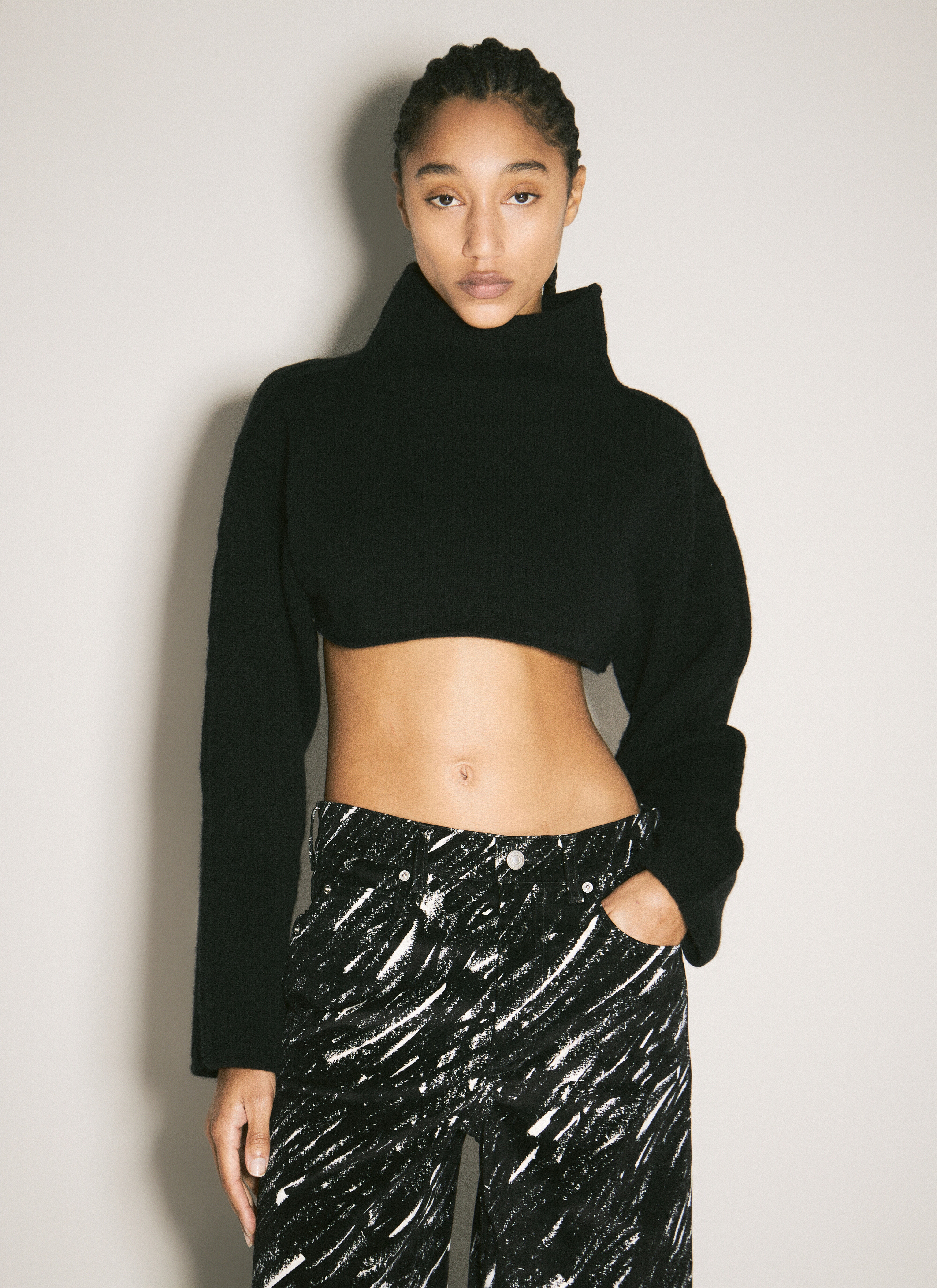 Turtleneck Cropped Sweater - 1
