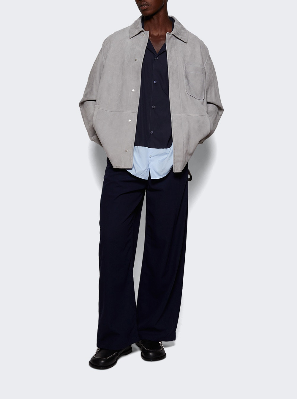 Suede Lambskin Overshirt Light Grey - 5