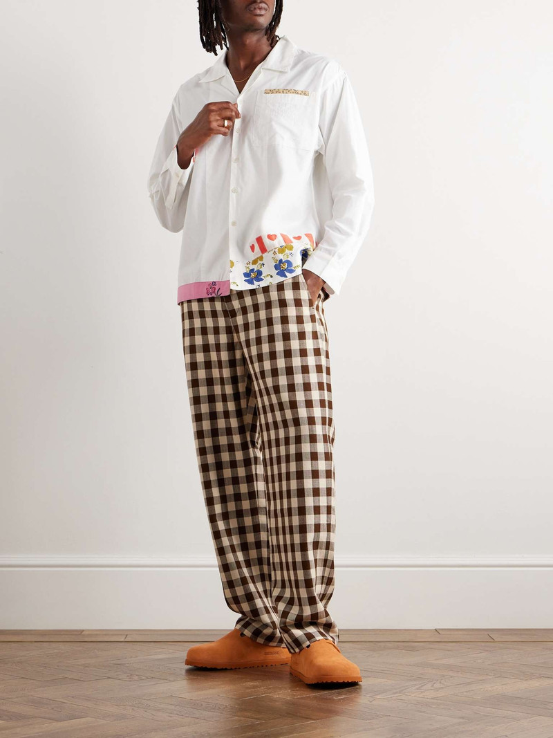 Story mfg. Greetings Camp-Collar Patchwork Cotton-Poplin Shirt outlook