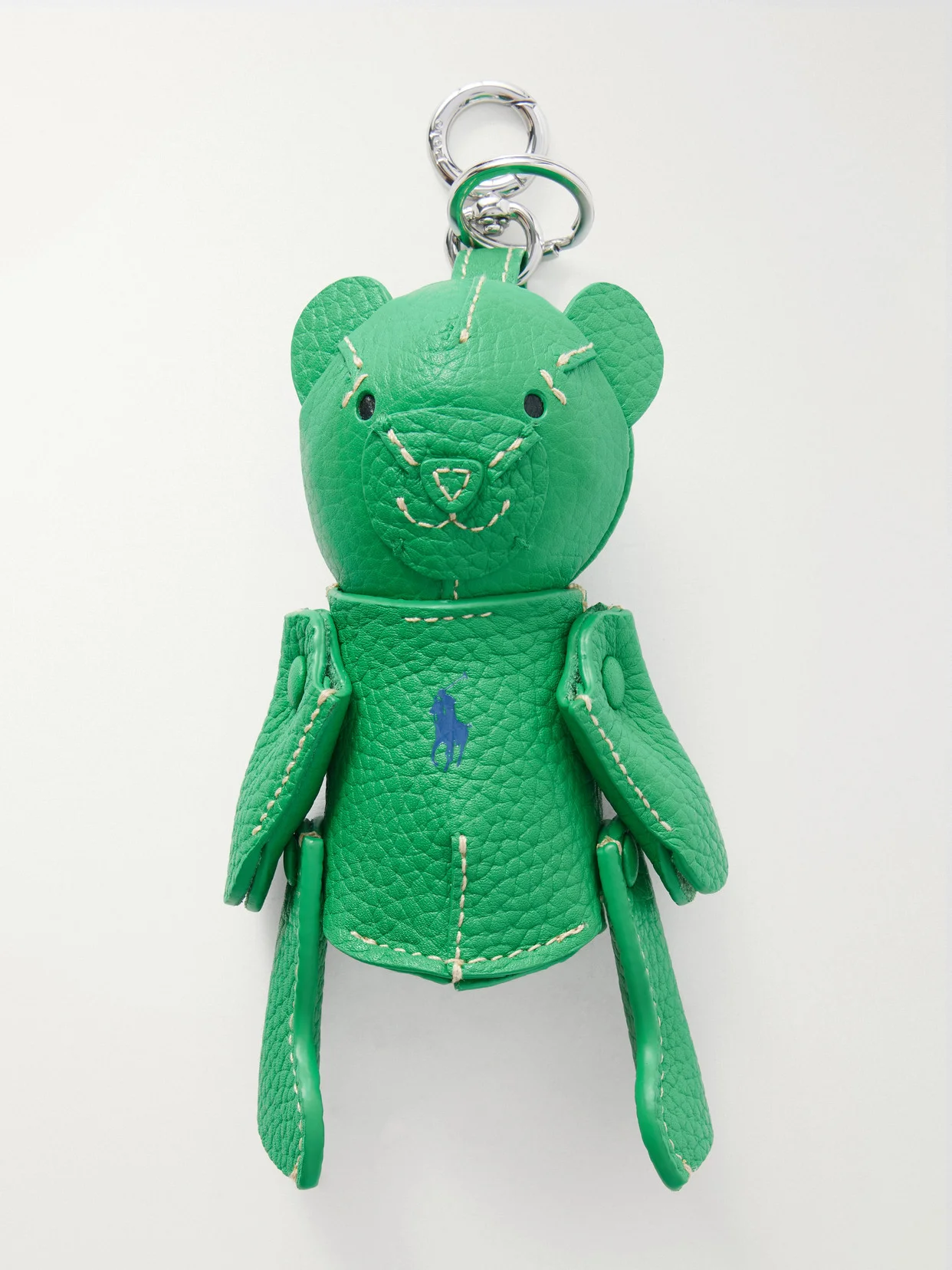 Bear Textured-leather And Silver-tone Bag Charm - 1