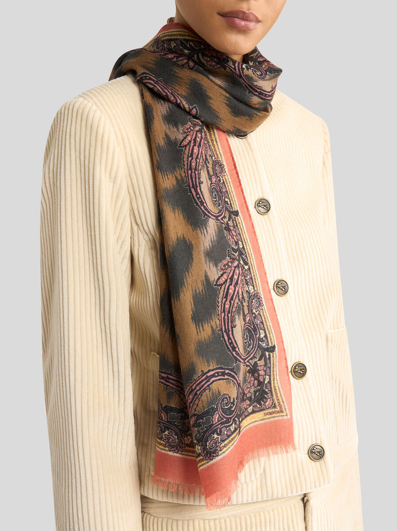 Etro WOOL-BLEND SCARF WITH ANIMAL MOTIF outlook