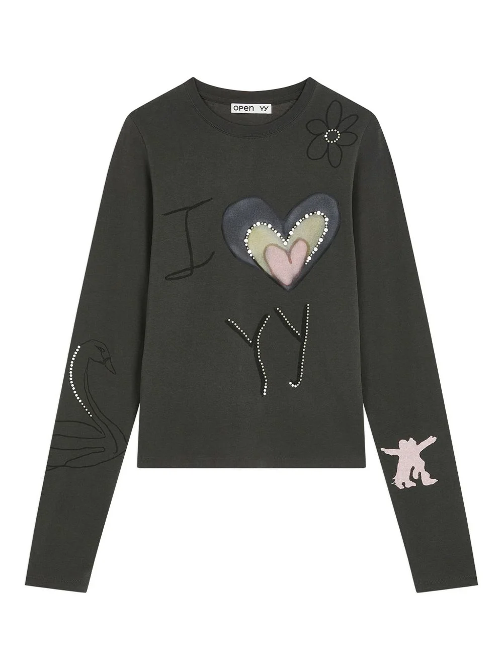 crew necl T-shirt - 1