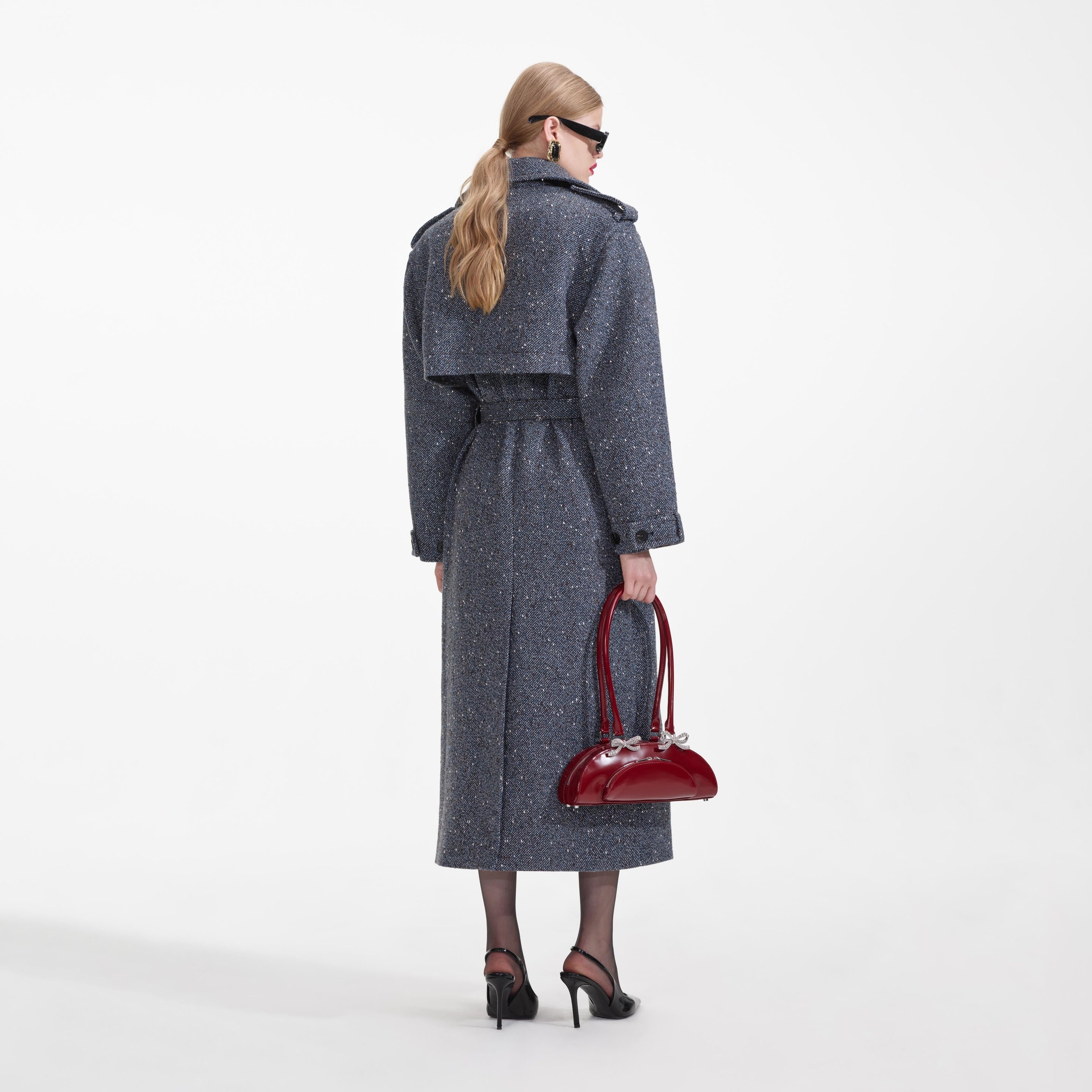 Blue Boucle Trench Coat - 3