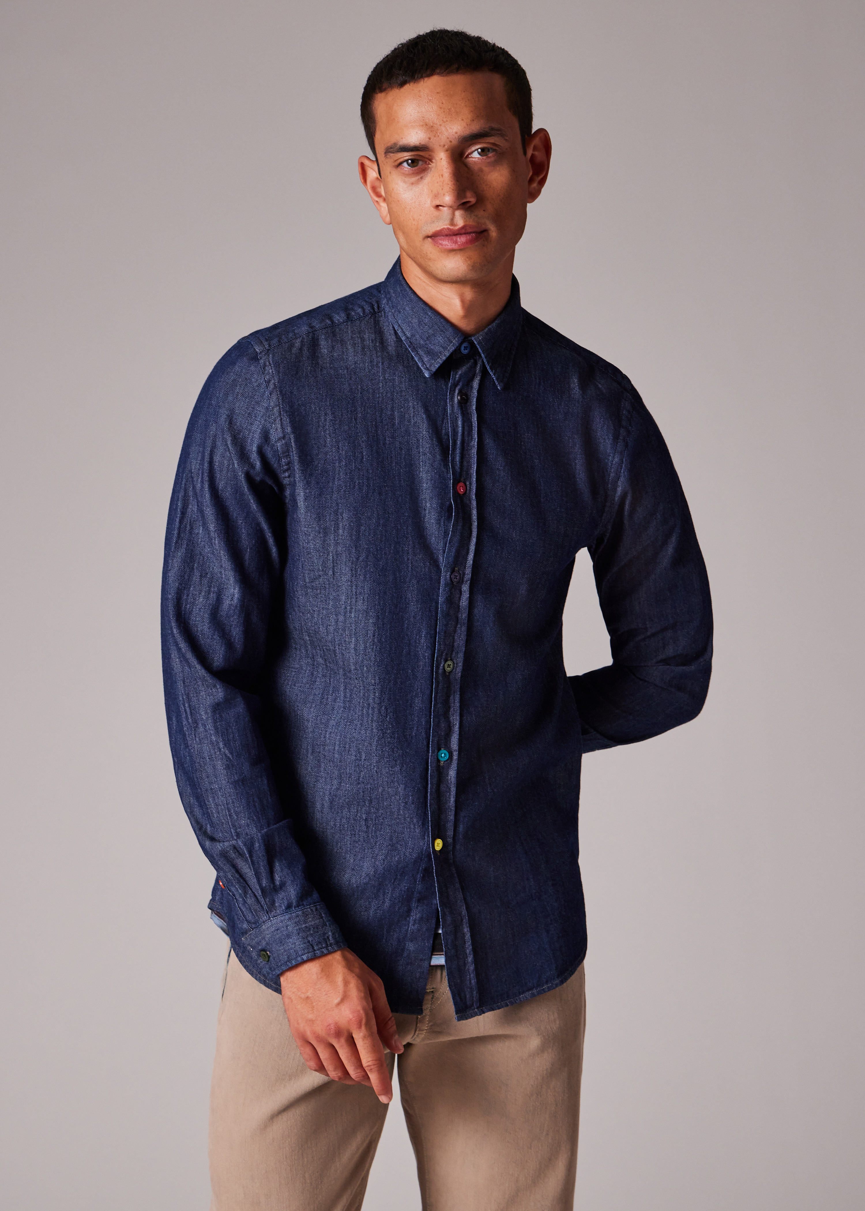 Tailored-Fit Rinse Denim Shirt - 4