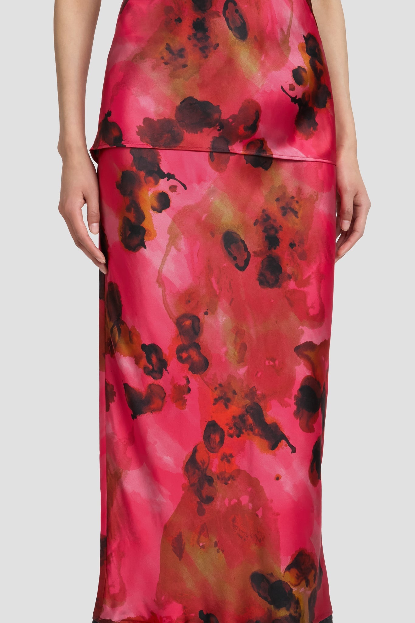 Lace Trim Slip Skirt In Raspberry Floral Print - 4