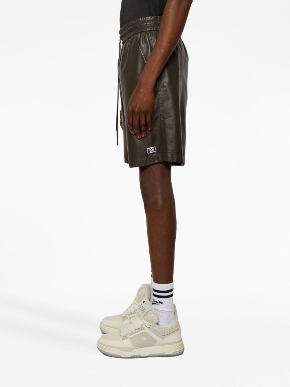 logo-patch vegan-leather shorts - 4