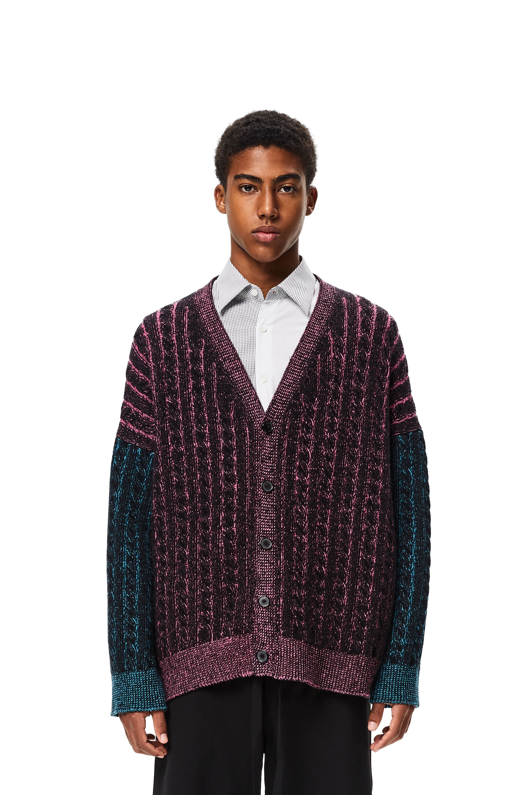 Cable knit oversize cardigan in wool - 3