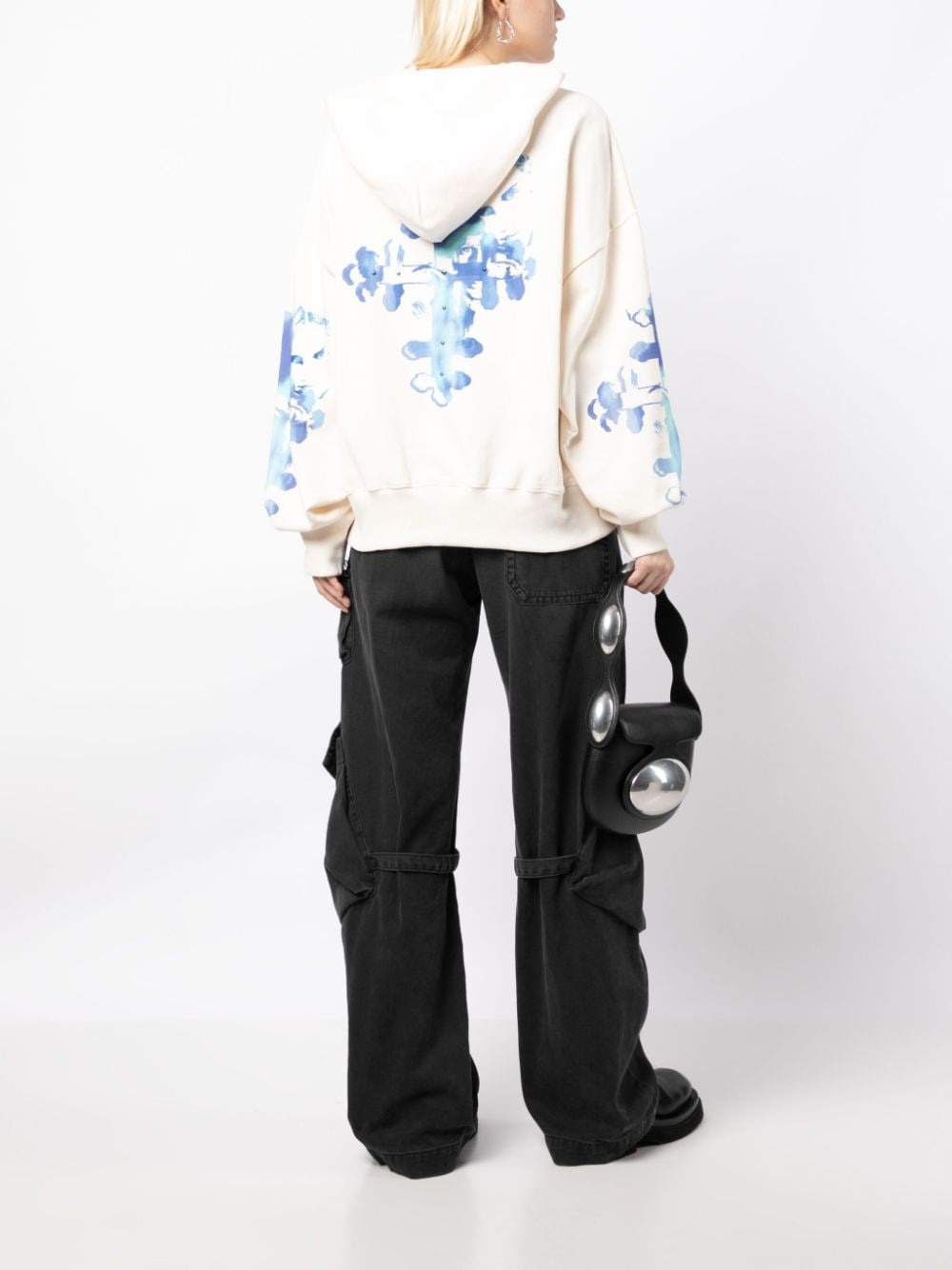 abstract-print cotton hoodie - 2