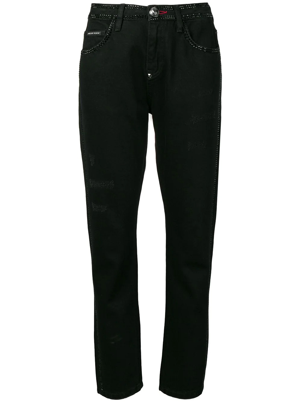 crystal embellished straight-leg jeans - 1