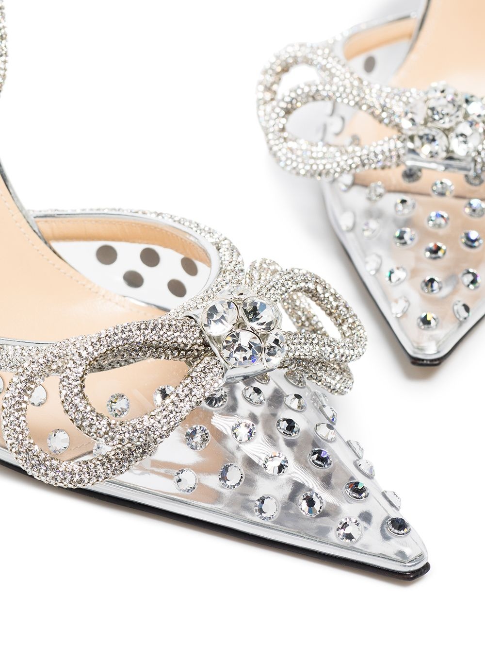 Double Bow 100mm crystal-embellished pumps - 4