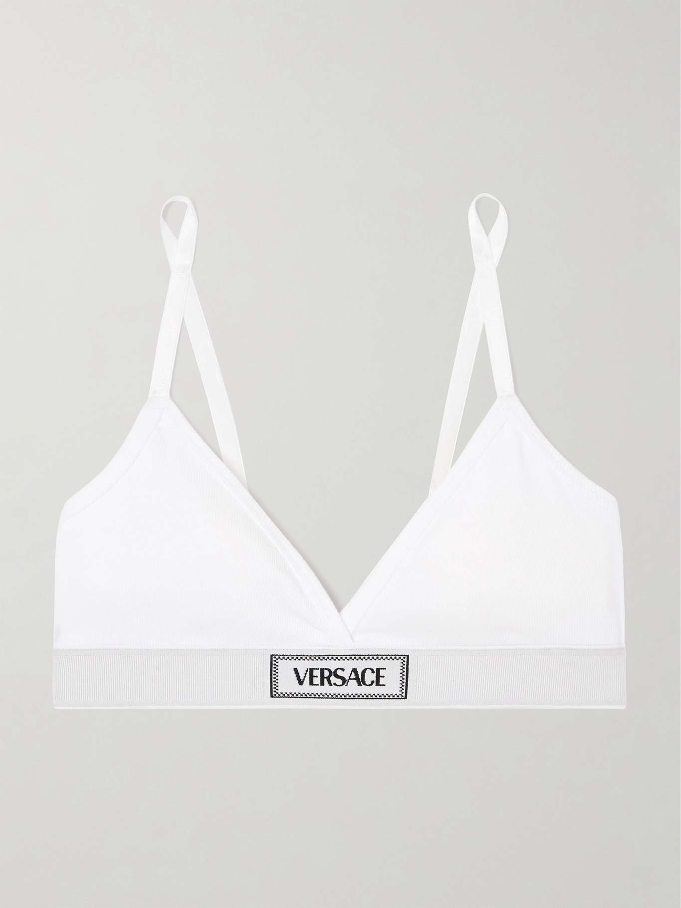 Ribbed stretch-cotton soft-cup triangle bra - 1