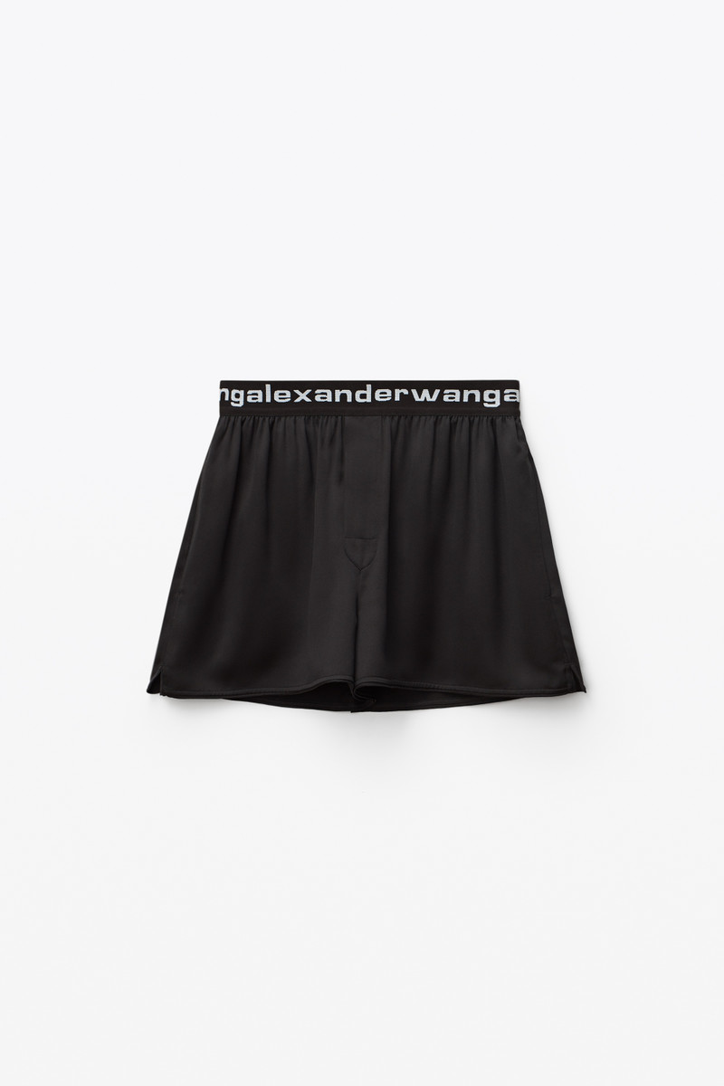 LOGO ELASTIC SHORT IN SILK CHARMEUSE 1