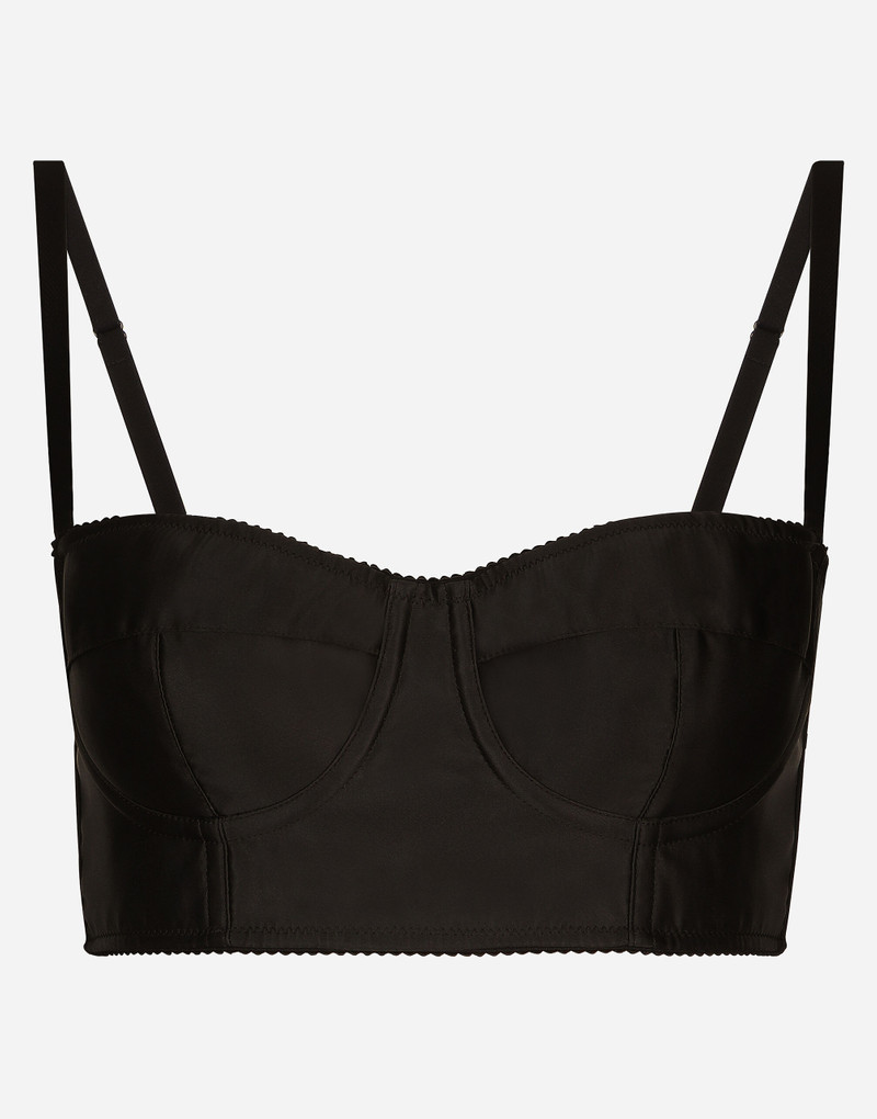 Short satin and marquisette corset 1