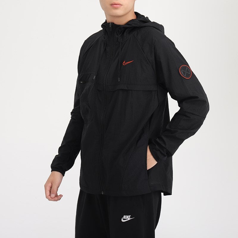 Men's Nike Logo Sports Hooded Jacket Black CU5000-010 - 5