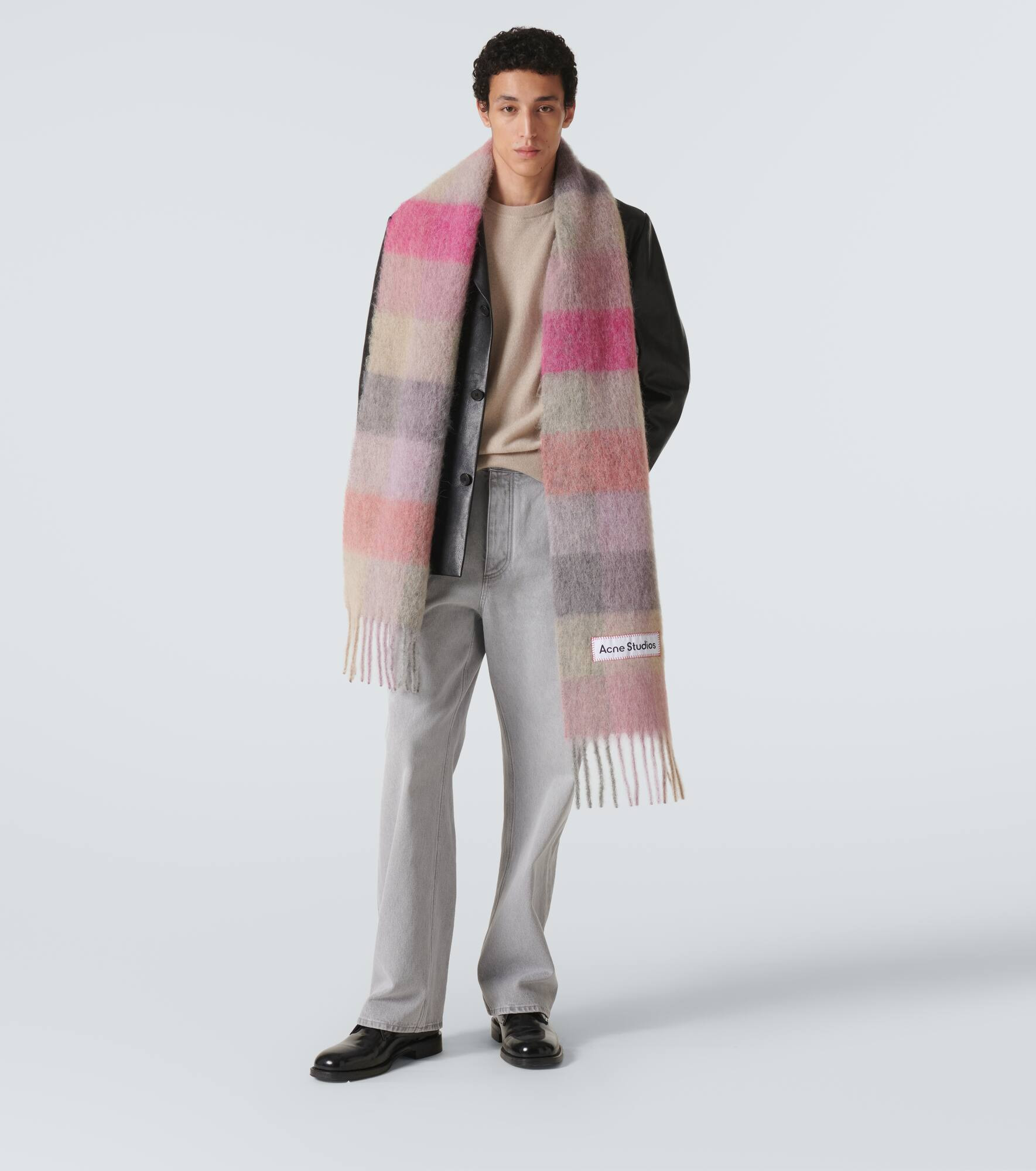 Checked wool-blend scarf - 4