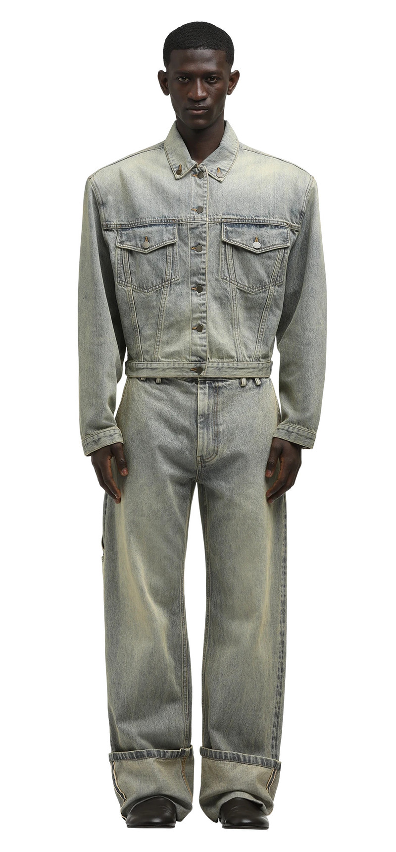 entire studios SHRUNKEN DENIM JACKET SURFACE WAVE outlook