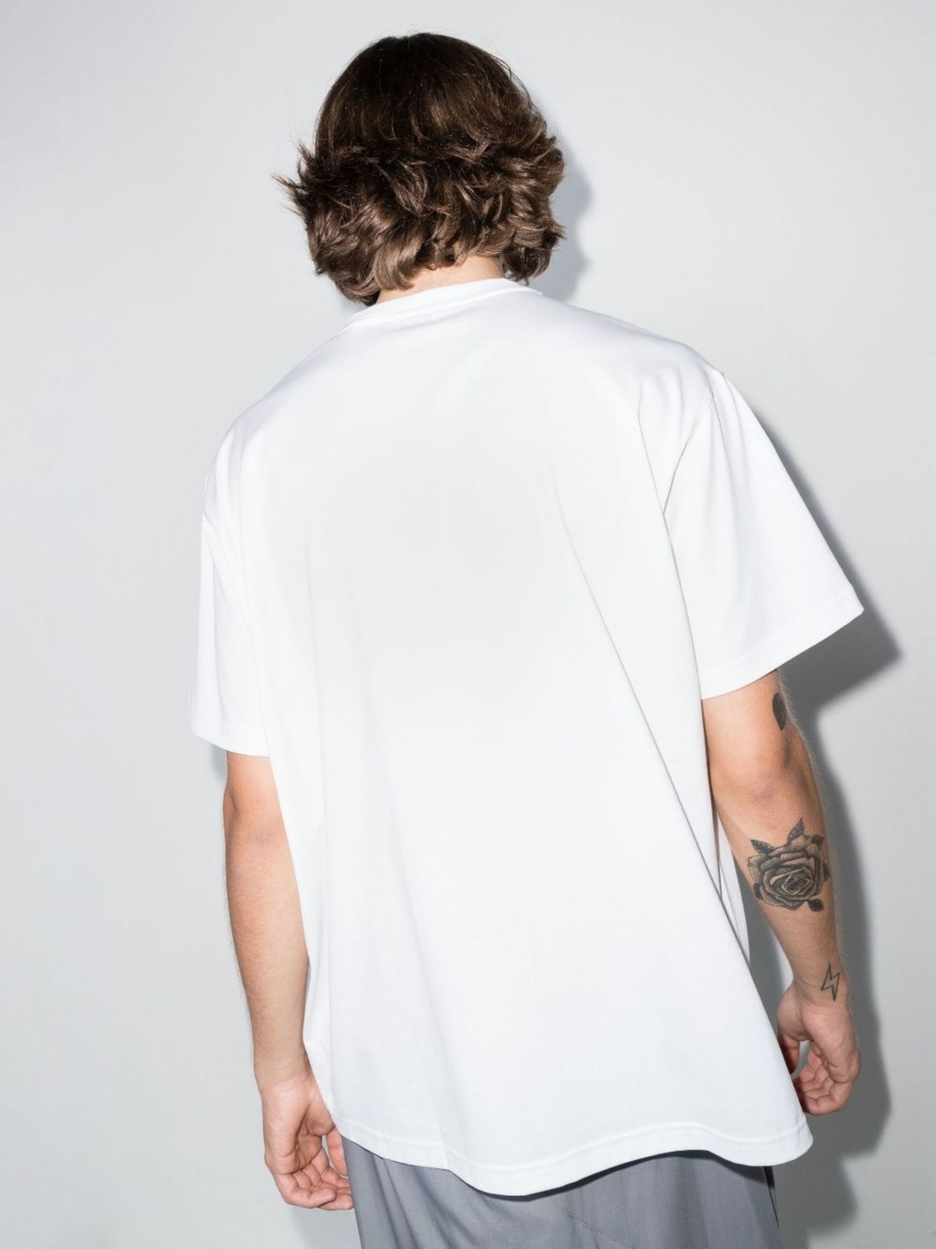 white logo print cotton T-shirt - 3