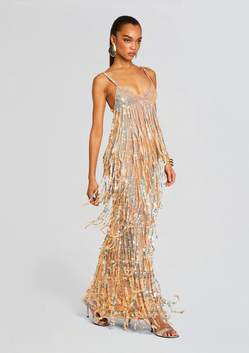 MEVIA SEQUIN FRINGE CROCHET DRESS 3