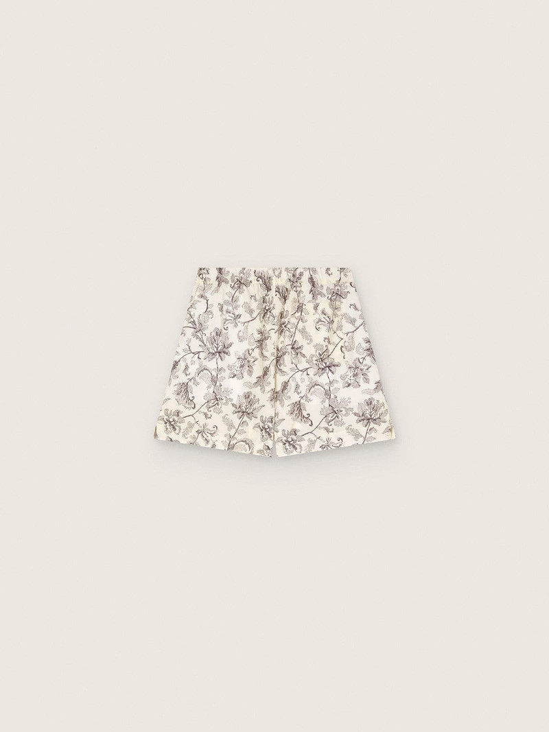 Golden Goose Women's shorts in black and white cotton poplin with floral print outlook