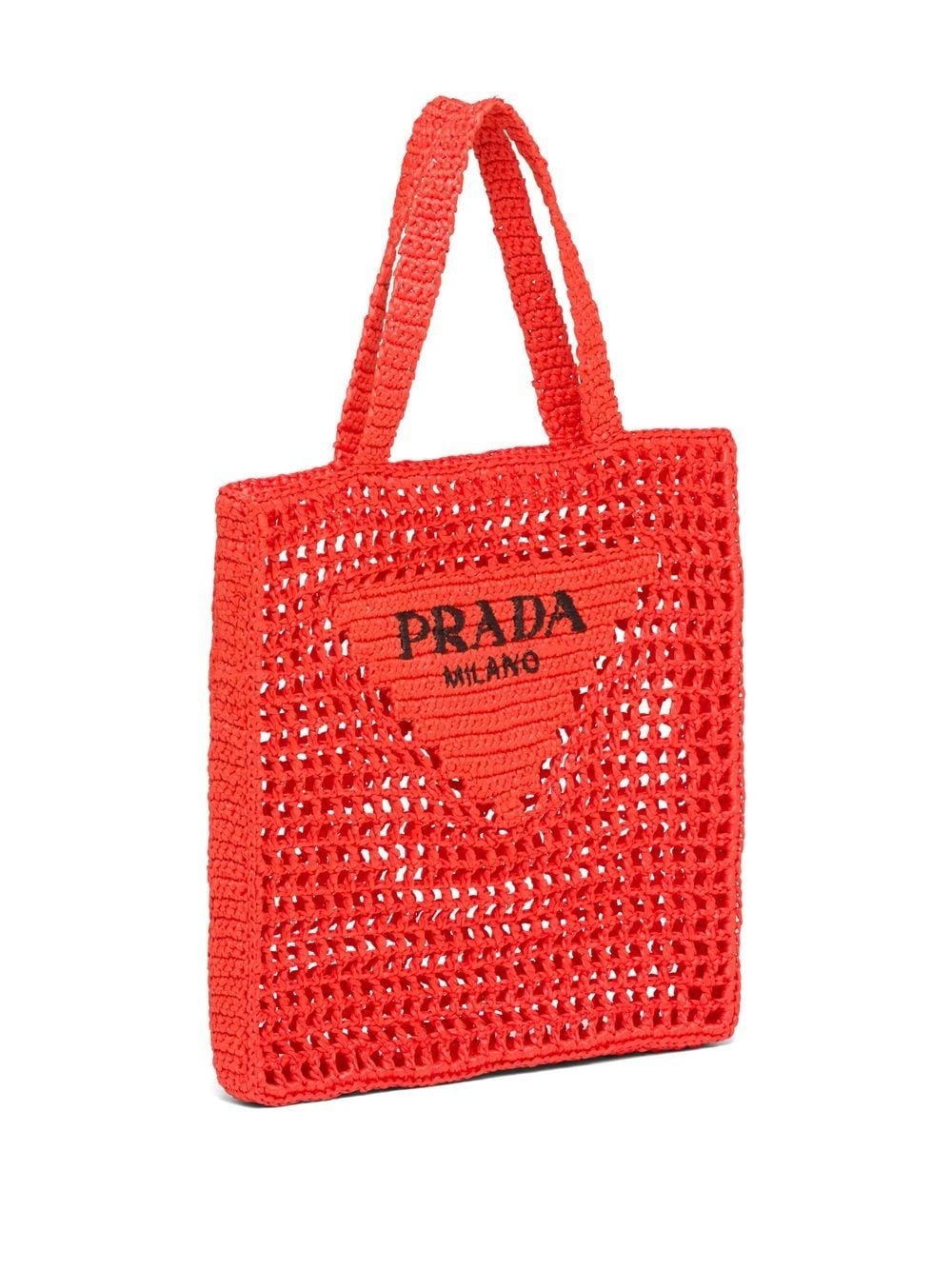 triangle-logo crochet rafia tote bag - 3