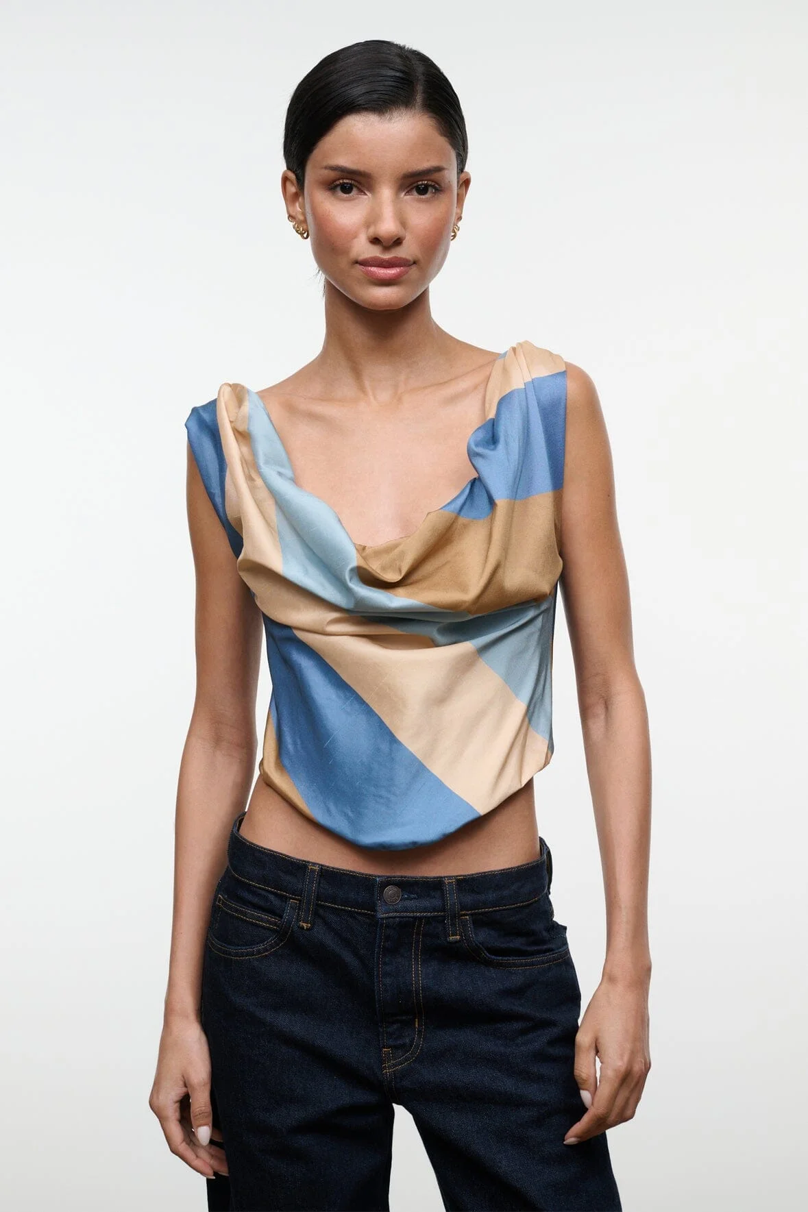STAUD OLIVIA SILK TOP DESERT STRIPE - 1