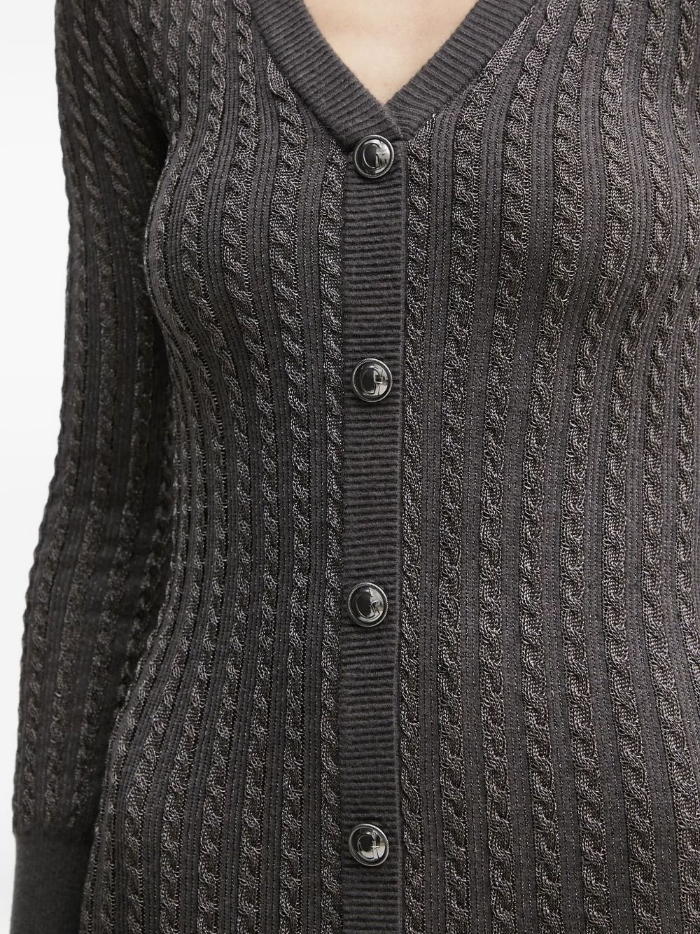 cable-knit button-front midi dress - 4