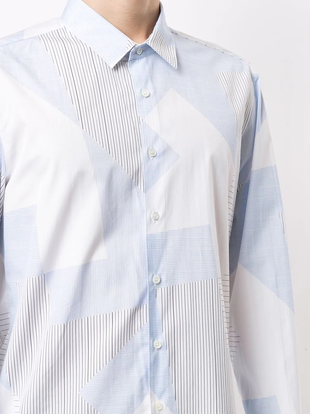 geometric pinstripe print shirt - 5