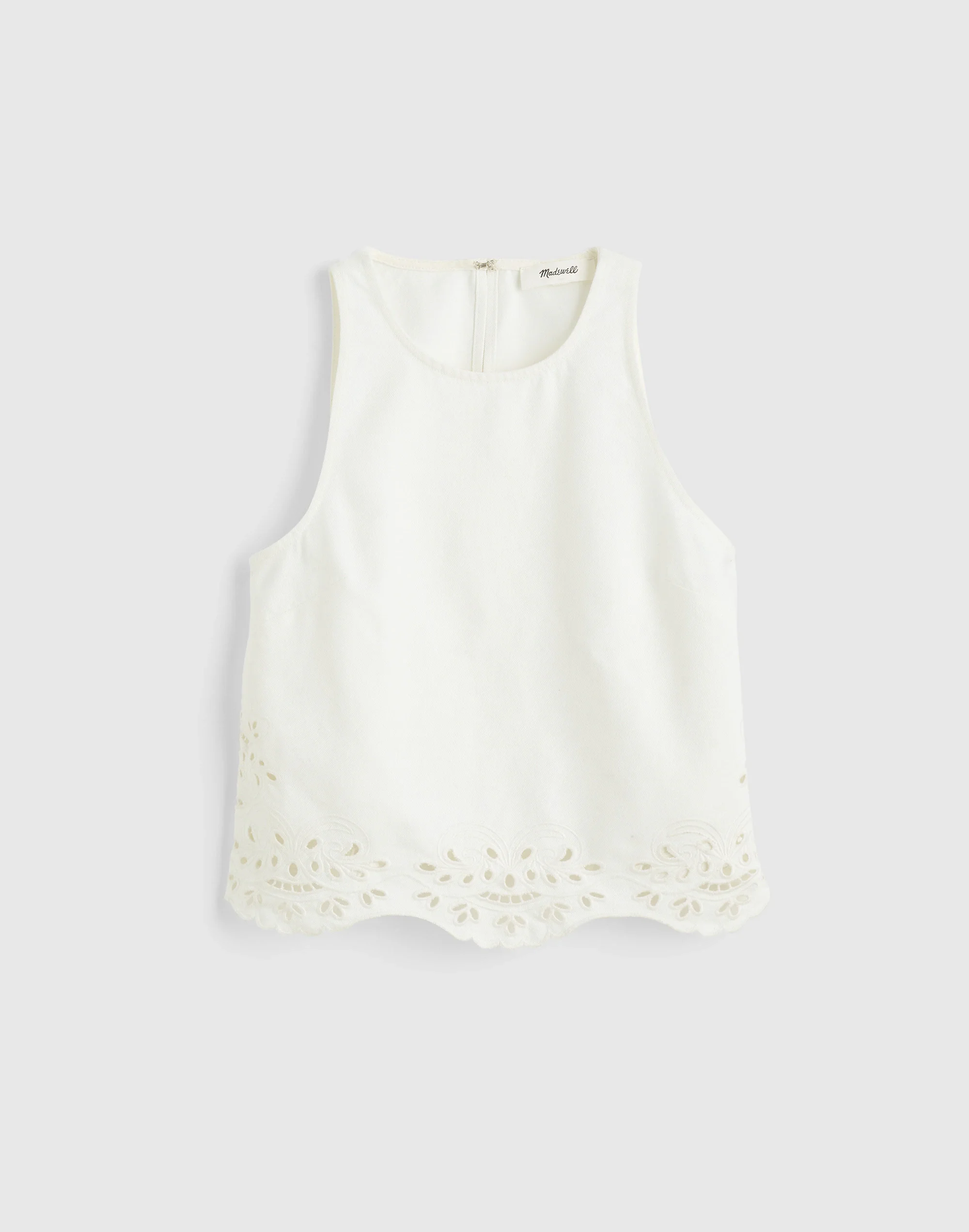 Denim Eyelet Shell Top in Tile White - 1