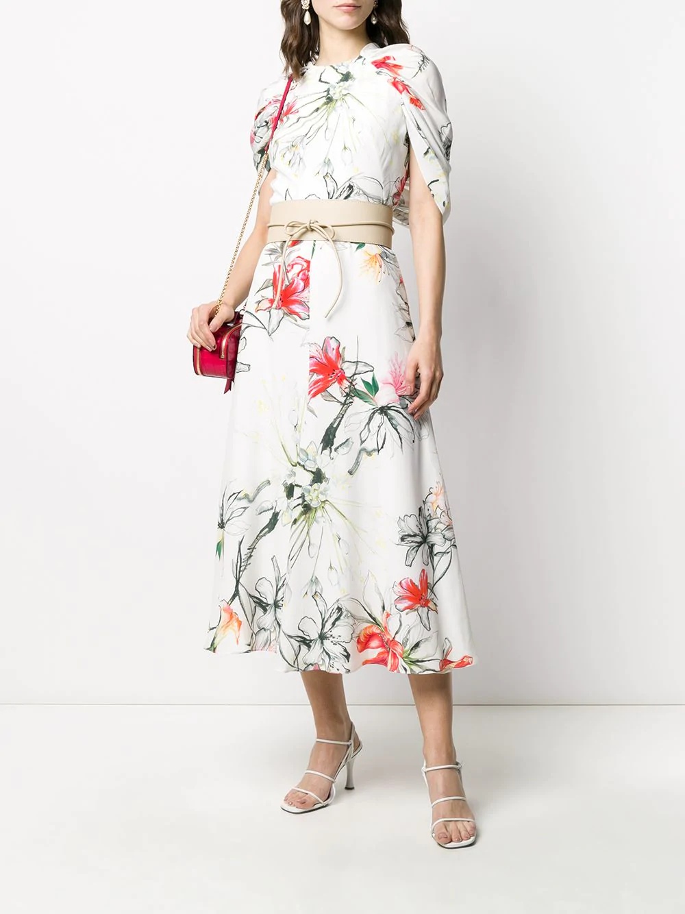 floral print gathered dress - 2