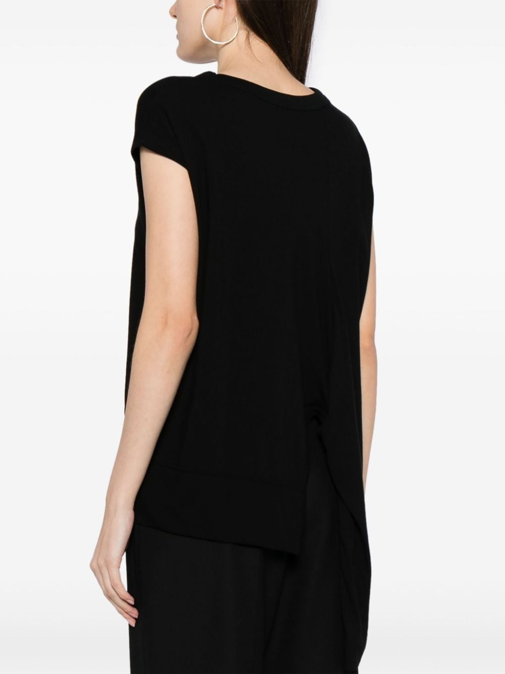 asymmetric-hem cotton T-shirt - 4