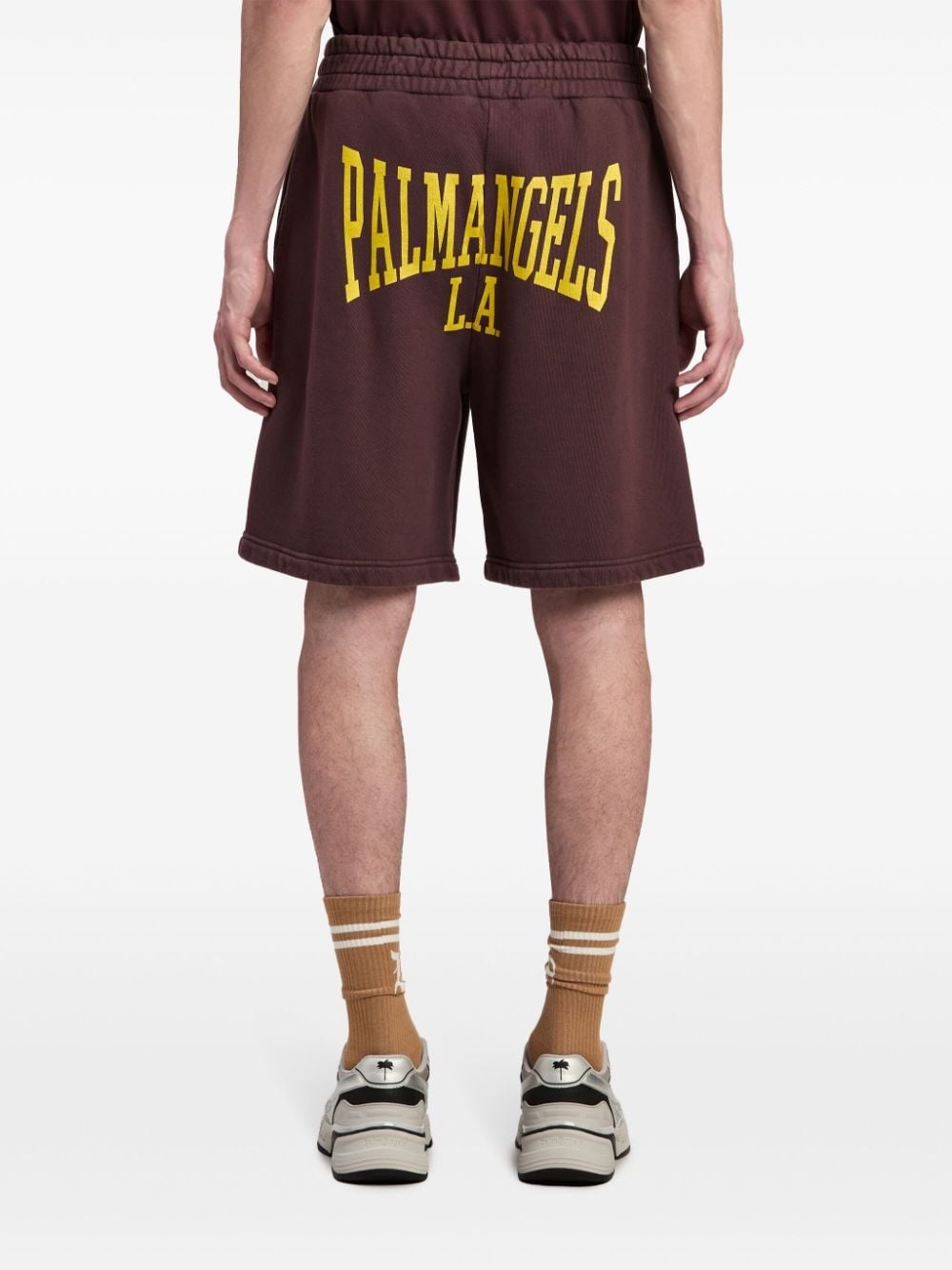 logo-print cotton track shorts - 5