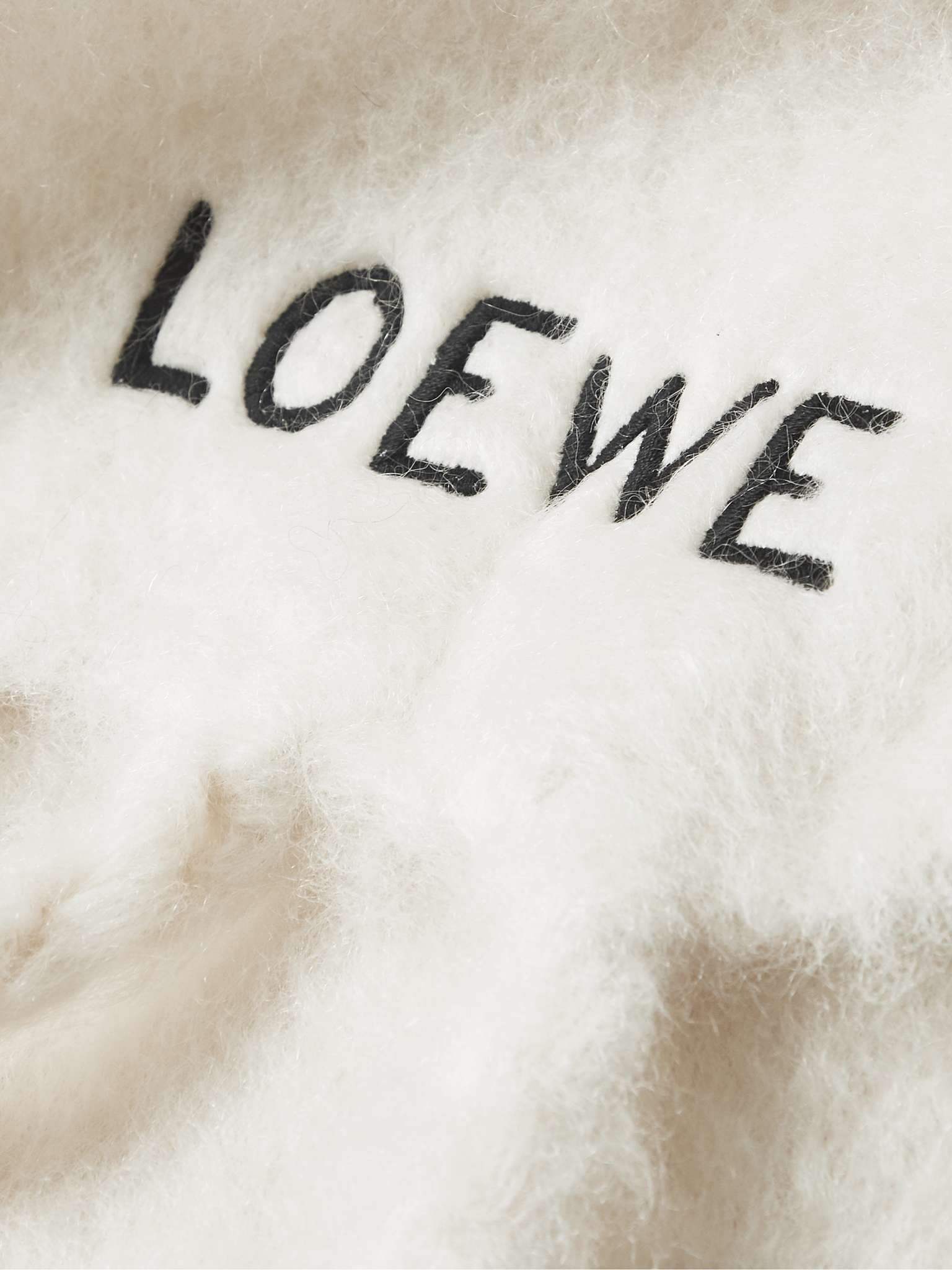 Oversized Logo-Embroidered Mohair-Blend Scarf - 3